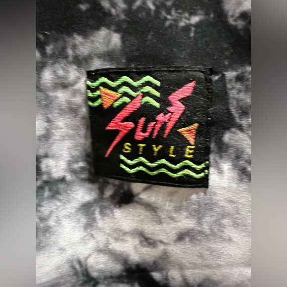Surf Style Pullover Mens Gray All Over Windbreaker Half Zip Tie Dye - M - Picture 2 of 9
